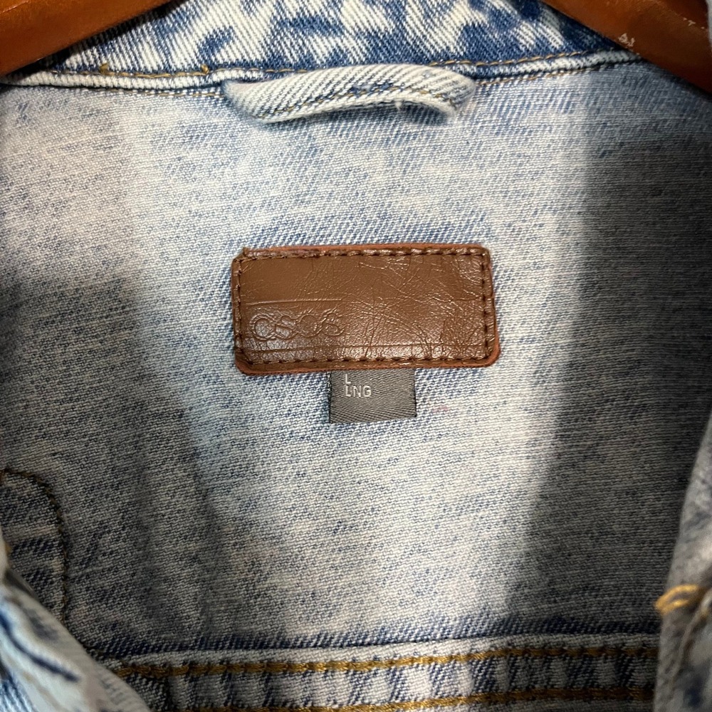 ASOS Denim Jacket Mens Large Light‎ Wash Patched Space USA Theme - Size L - Picture 5 of 7